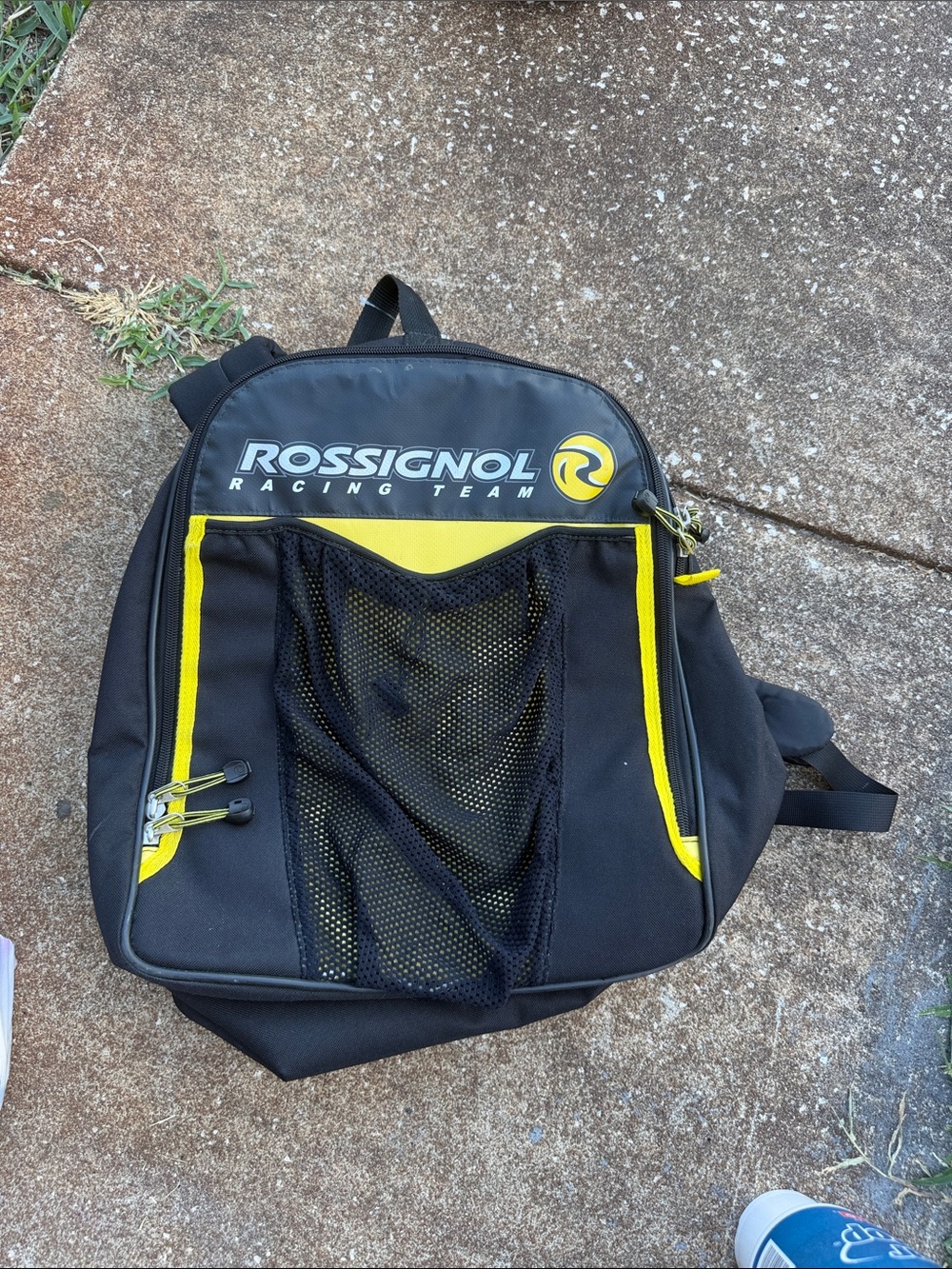 Vintage Rossignol boot bag Black and Yellow Racing Team Backpack with Front Mesh